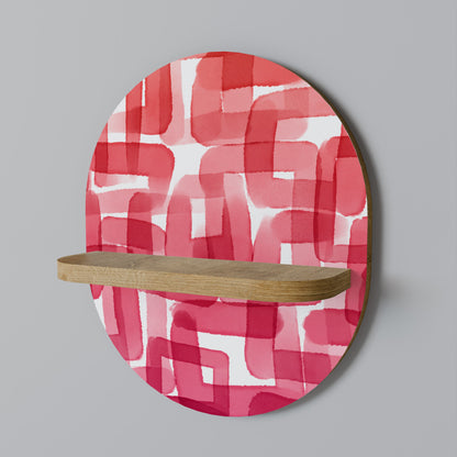 KALEIDOSCOPIC CUBISM Oval Art Shelf In Oak Effect