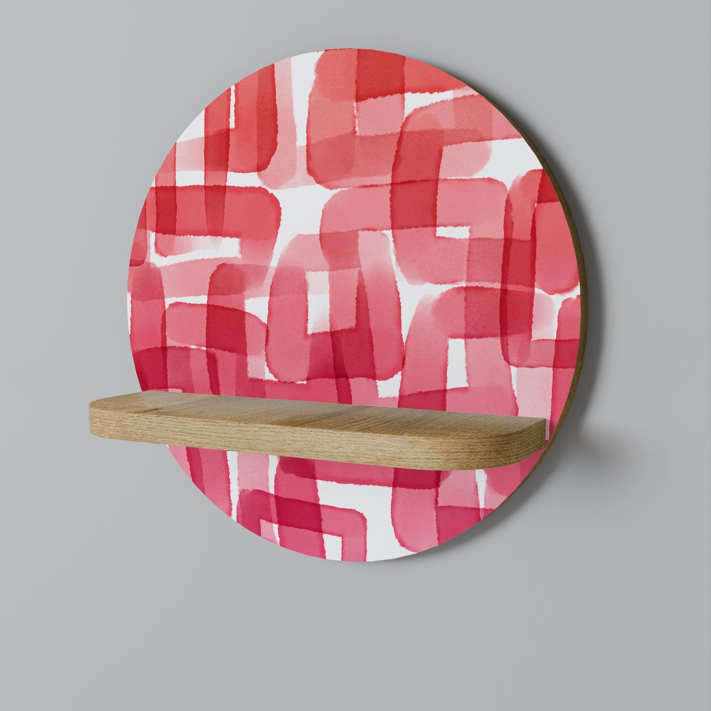 KALEIDOSCOPIC CUBISM Round Art Shelf In Oak Effect