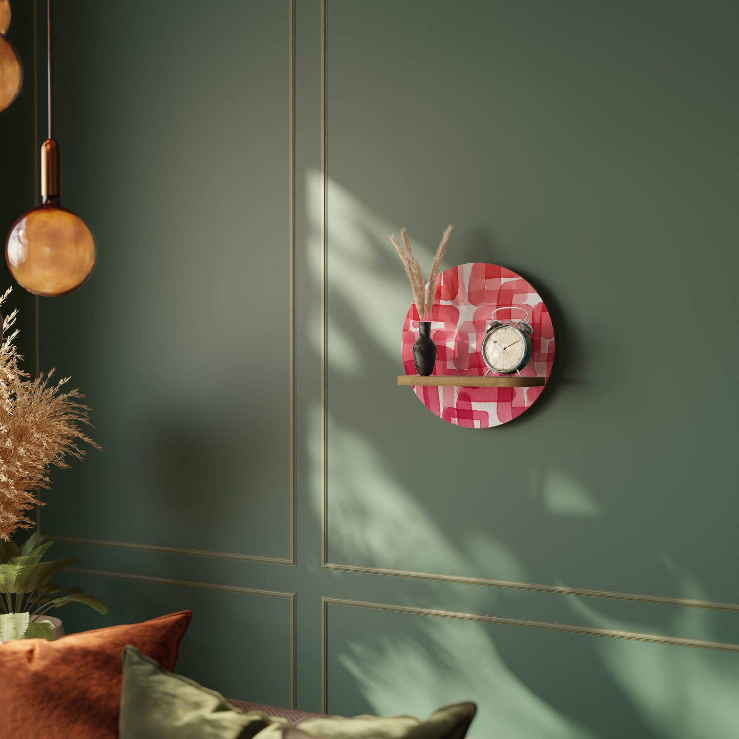 KALEIDOSCOPIC CUBISM Round Art Shelf In Oak Effect