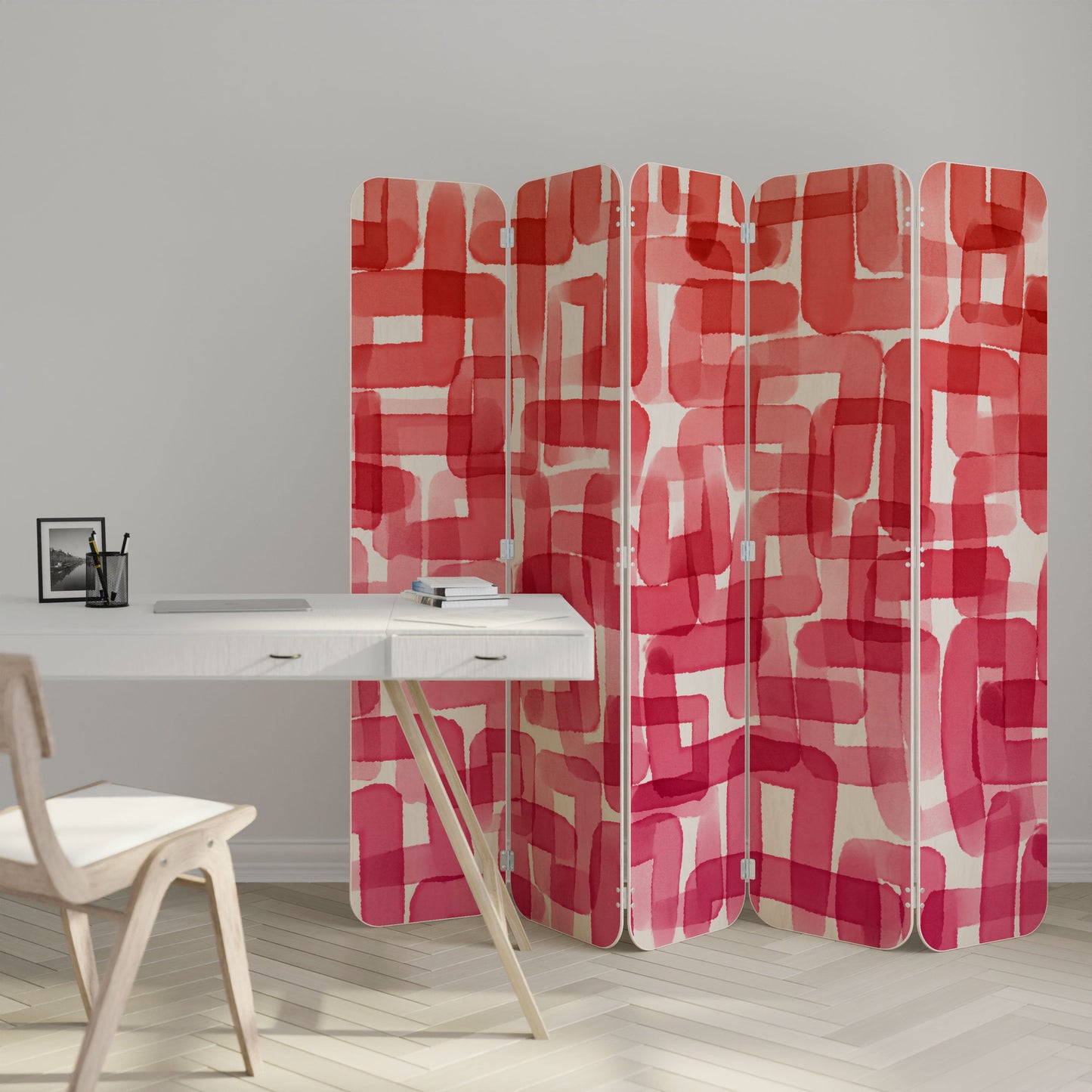 KALEIDOSCOPIC CUBISM 5-Panel Plywood Room Divider