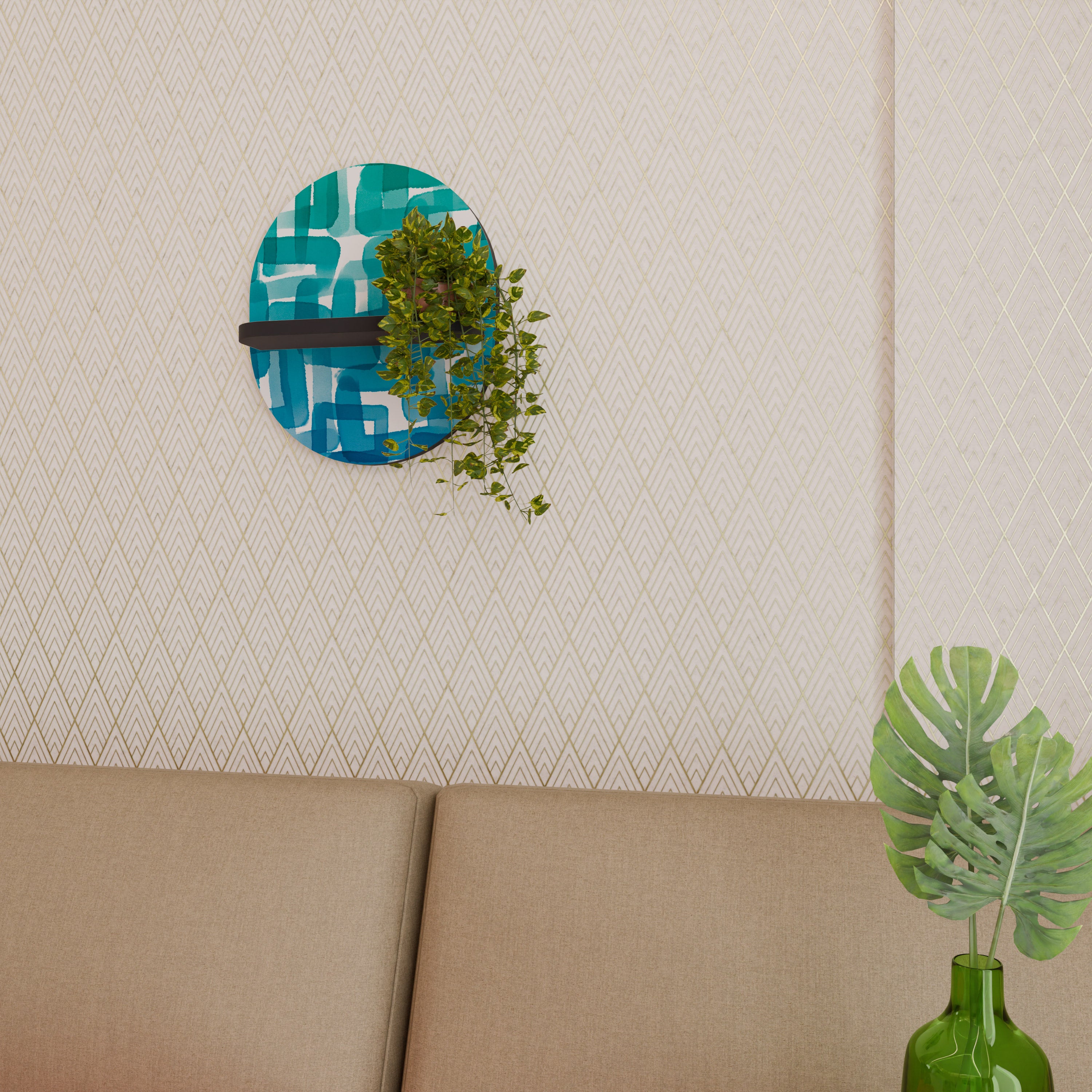 TURQUOISE RECTANGLES Decorative Art Shelf