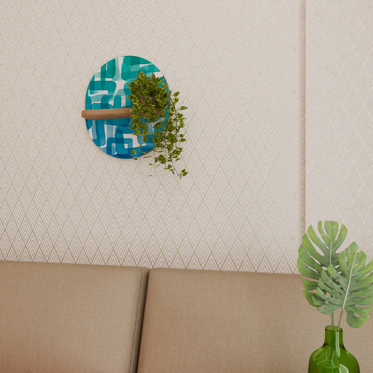 TURQUOISE RECTANGLES Decorative Art Shelf