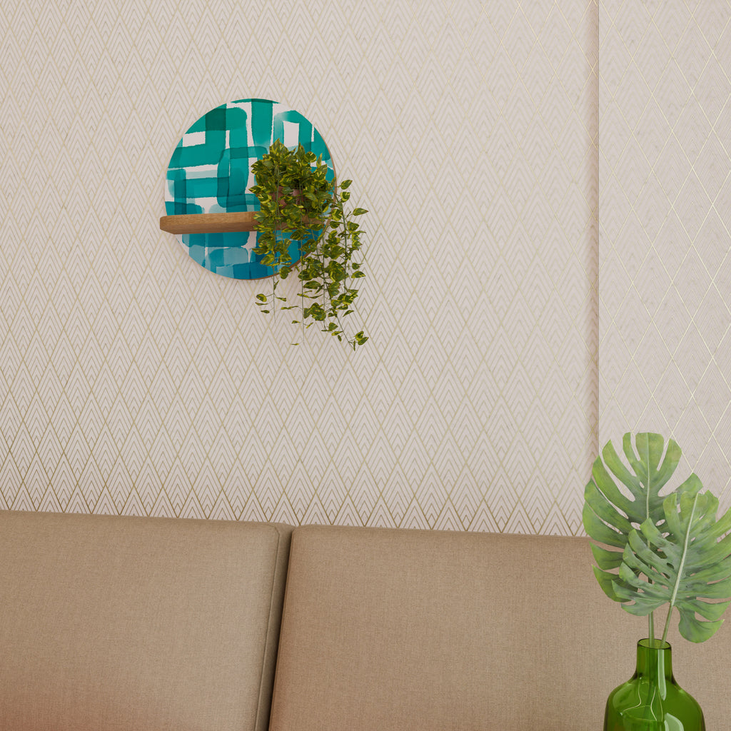 TURQUOISE RECTANGLES Decorative Art Shelf