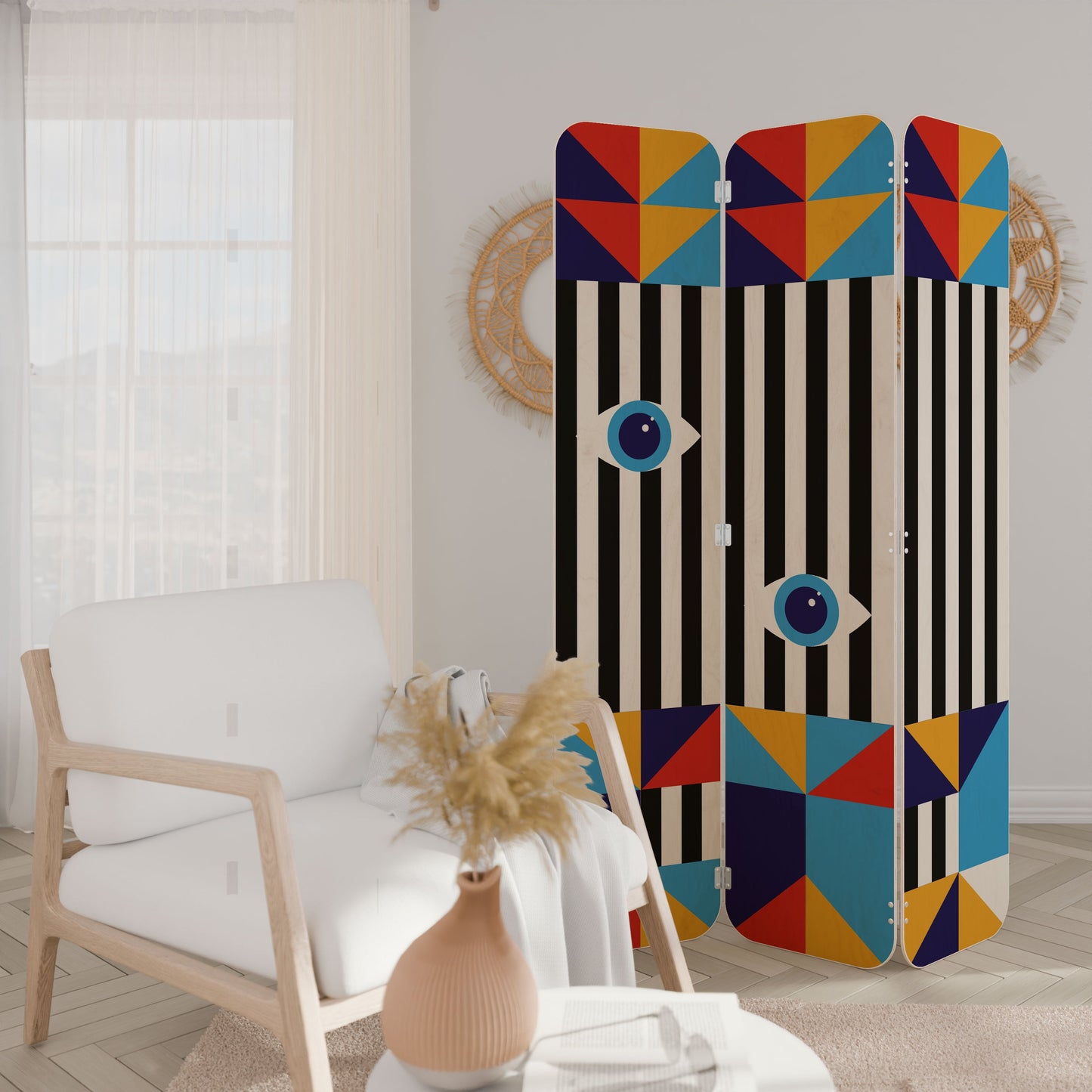 ABSTRACTION AND GEOMETRY 3-Panel Plywood Room Divider