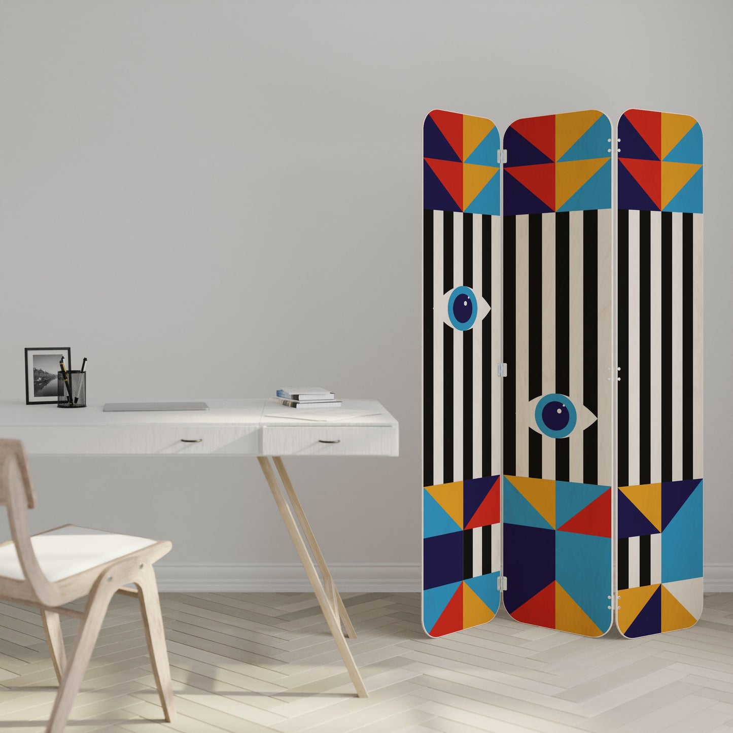 ABSTRACTION AND GEOMETRY 3-Panel Plywood Room Divider