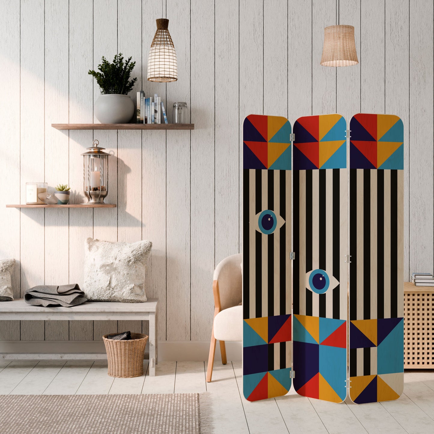 ABSTRACTION AND GEOMETRY 3-Panel Plywood Room Divider