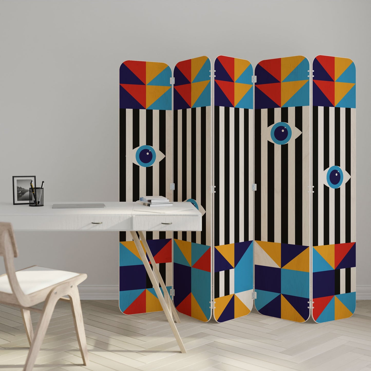 ABSTRACTION AND GEOMETRY 5-Panel Plywood Room Divider