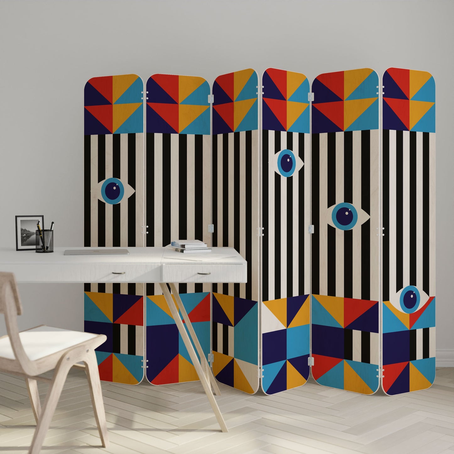 ABSTRACTION AND GEOMETRY 6-Panel Plywood Room Divider