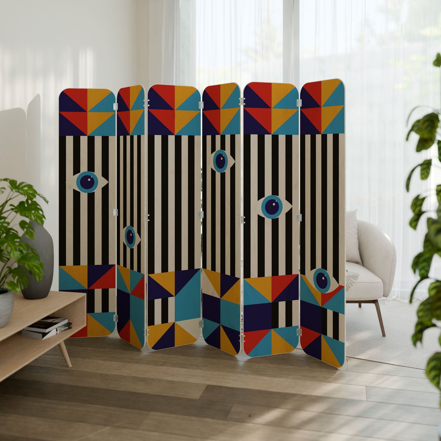 ABSTRACTION AND GEOMETRY 6-Panel Plywood Room Divider