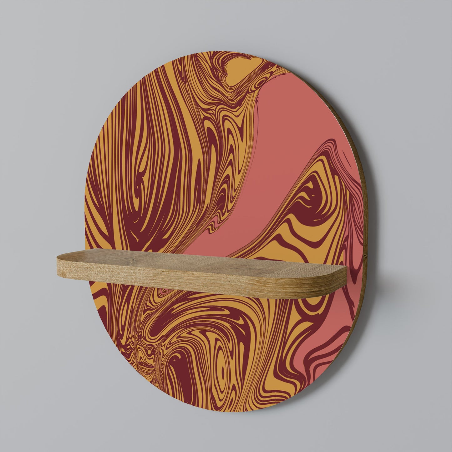 FLOATING THOUGHTS Oval Art Shelf In Oak Effect