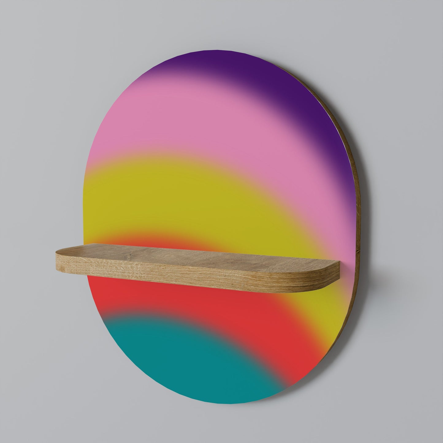 RAINBOW TIME Oval Art Shelf In Oak Effect