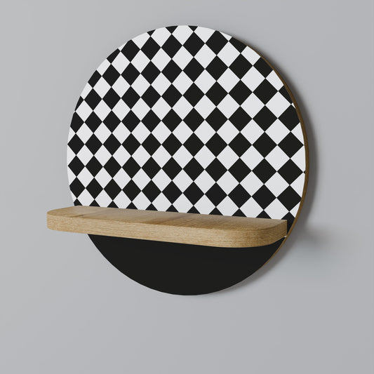 GRID GEOMETRY Round Art Shelf In Oak Effect