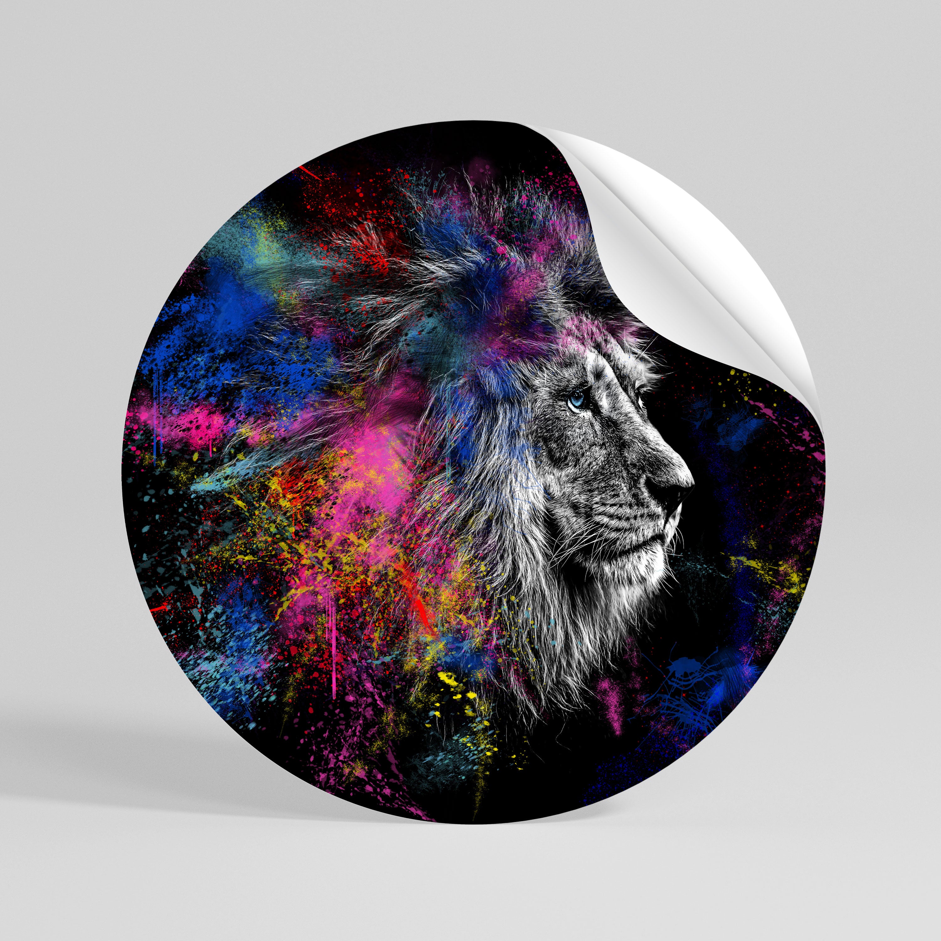 LION ARTISTRY Runder Wandsticker zum Abziehen und Aufkleben