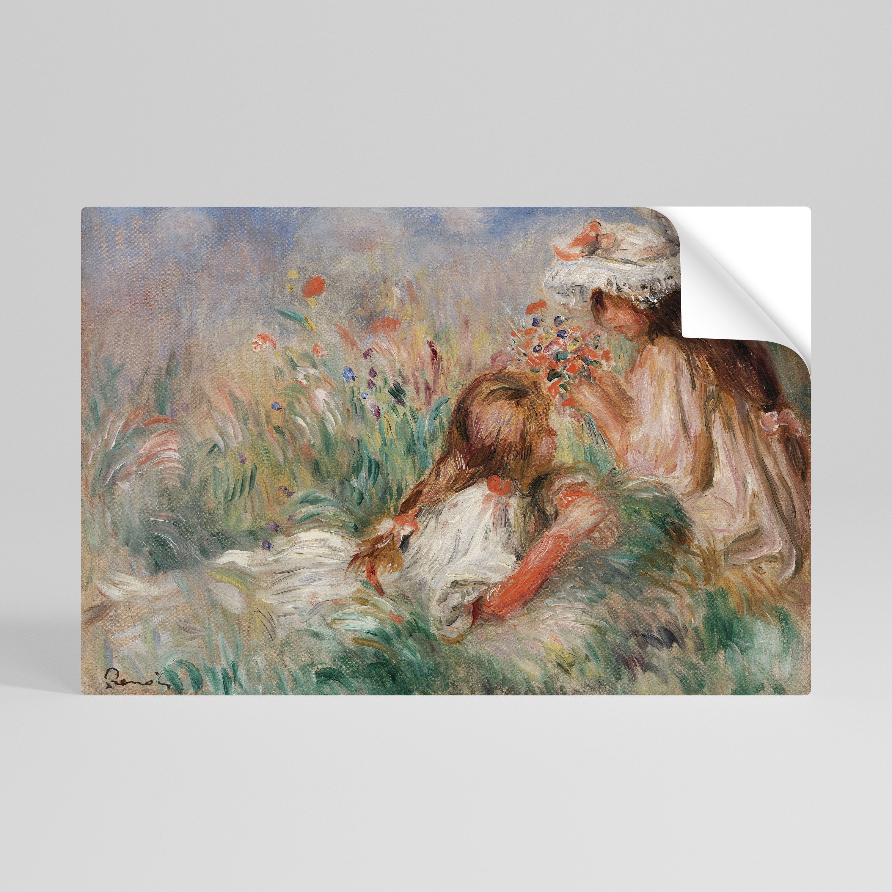 GIRLS IN THE GRASS Peel and Stick Horizontal Poster