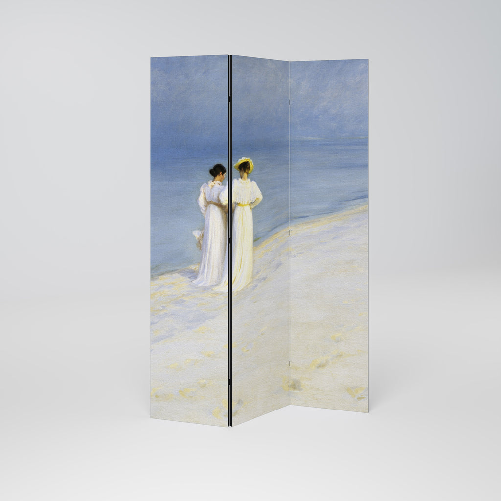 SUMMER EVENING ON SKAGEN'S BEACH Dekorativ rumsavdelare – 3 paneler