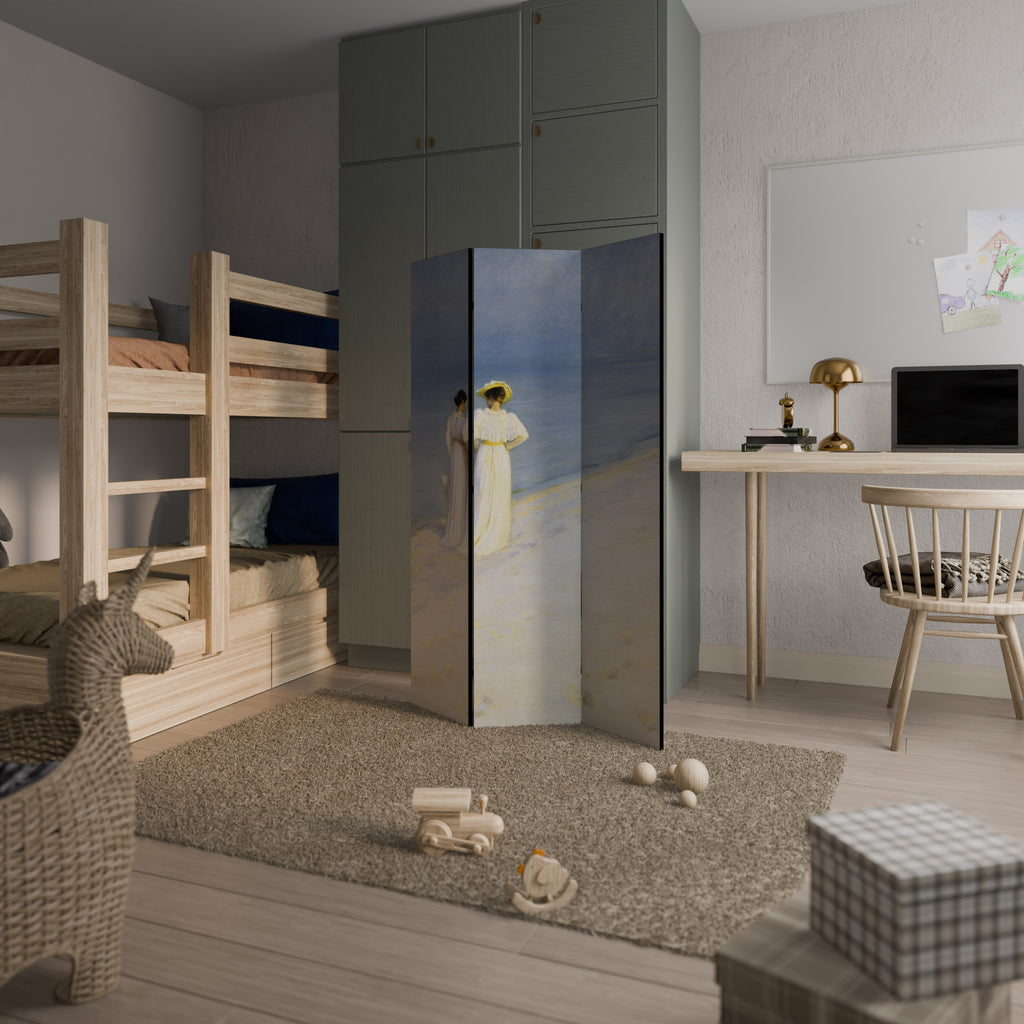 SUMMER EVENING ON SKAGEN'S BEACH Dekorativ rumsavdelare – 3 paneler