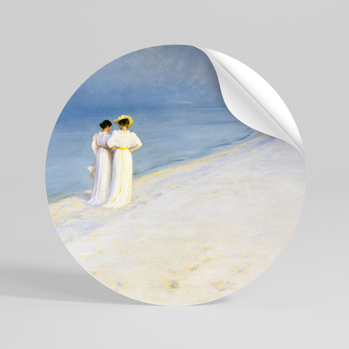 SUMMER EVENING ON SKAGEN'S BEACH Adesivo rotondo riposizionabile