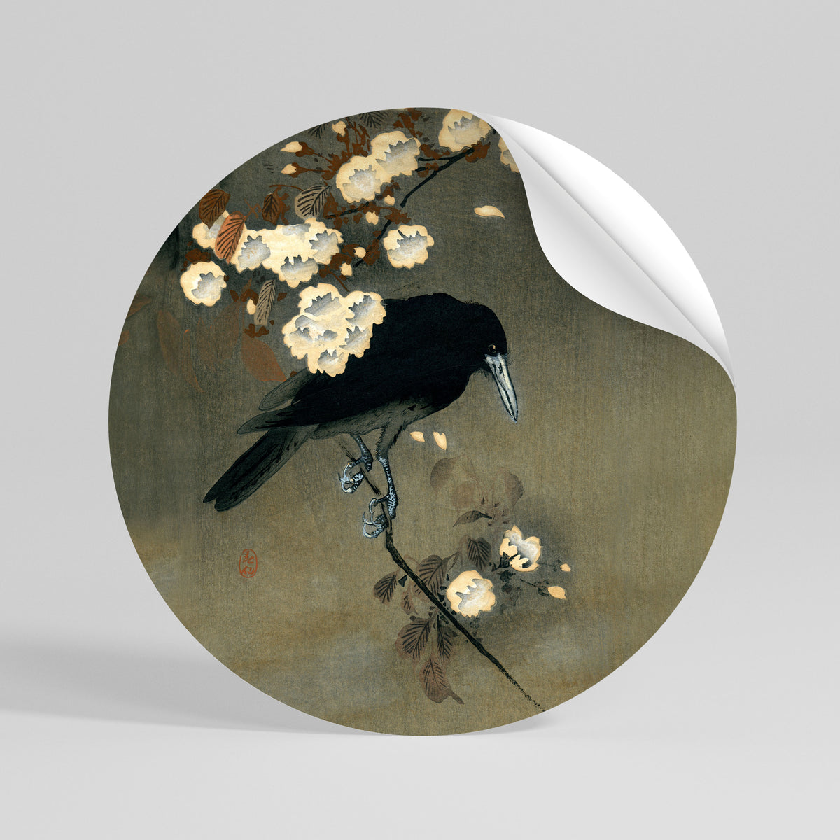 PETALS AND CROWS Adesivo rotondo riposizionabile