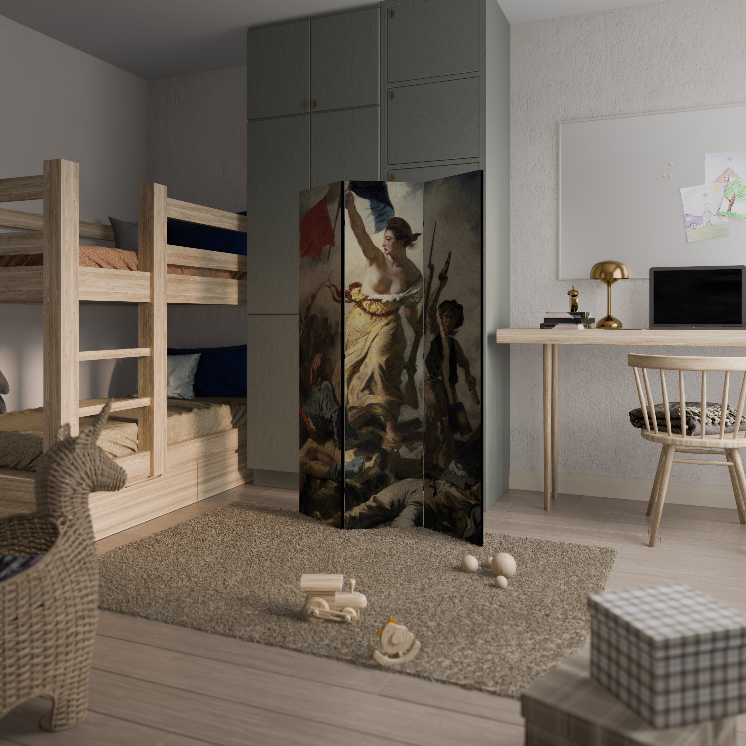 LIBERTY LEADING THE PEOPLE Dekorativ rumsavdelare – 3 paneler