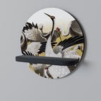 JAPANESE FLOCK OF CRANES Decorative Art Shelf