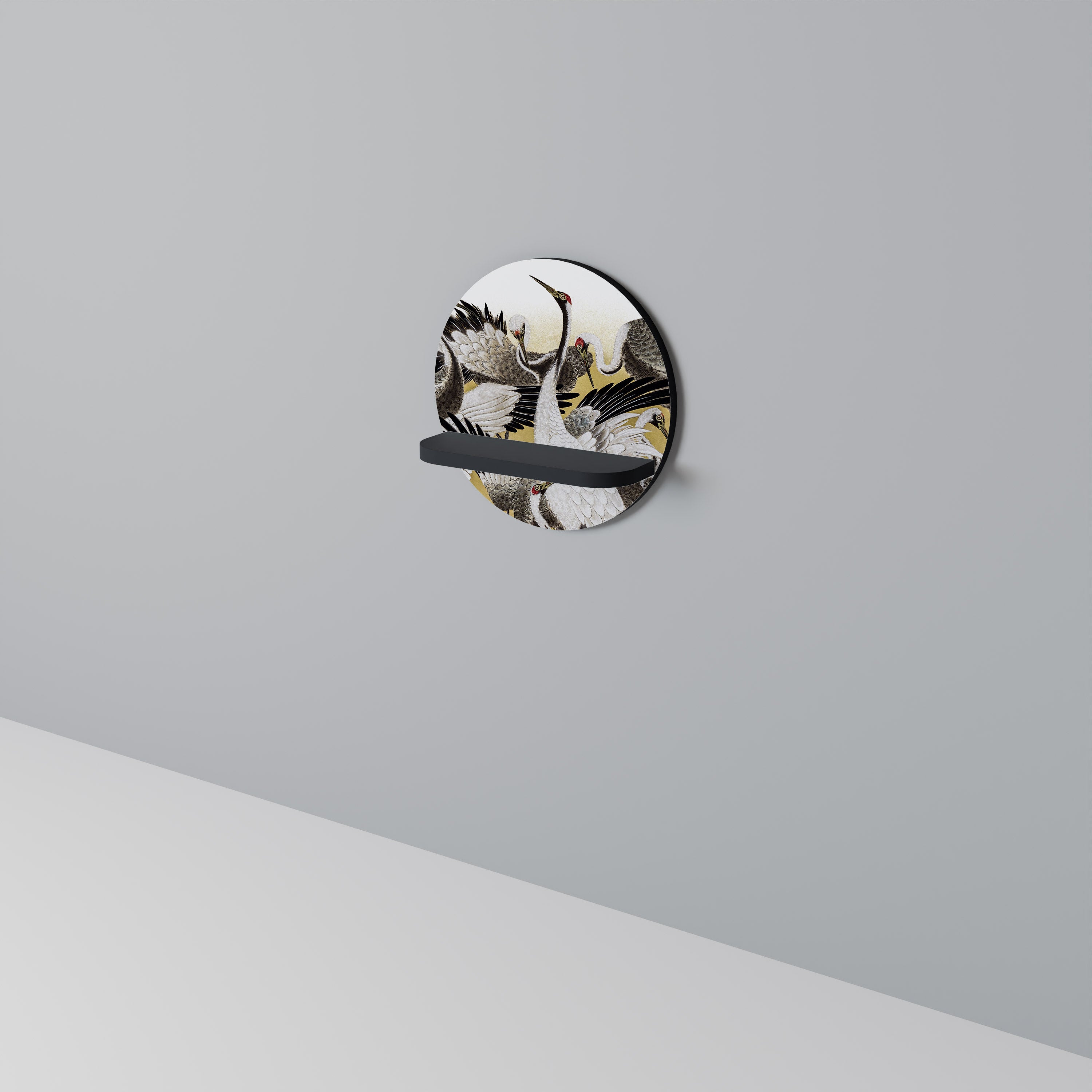 JAPANESE FLOCK OF CRANES Art Shelf