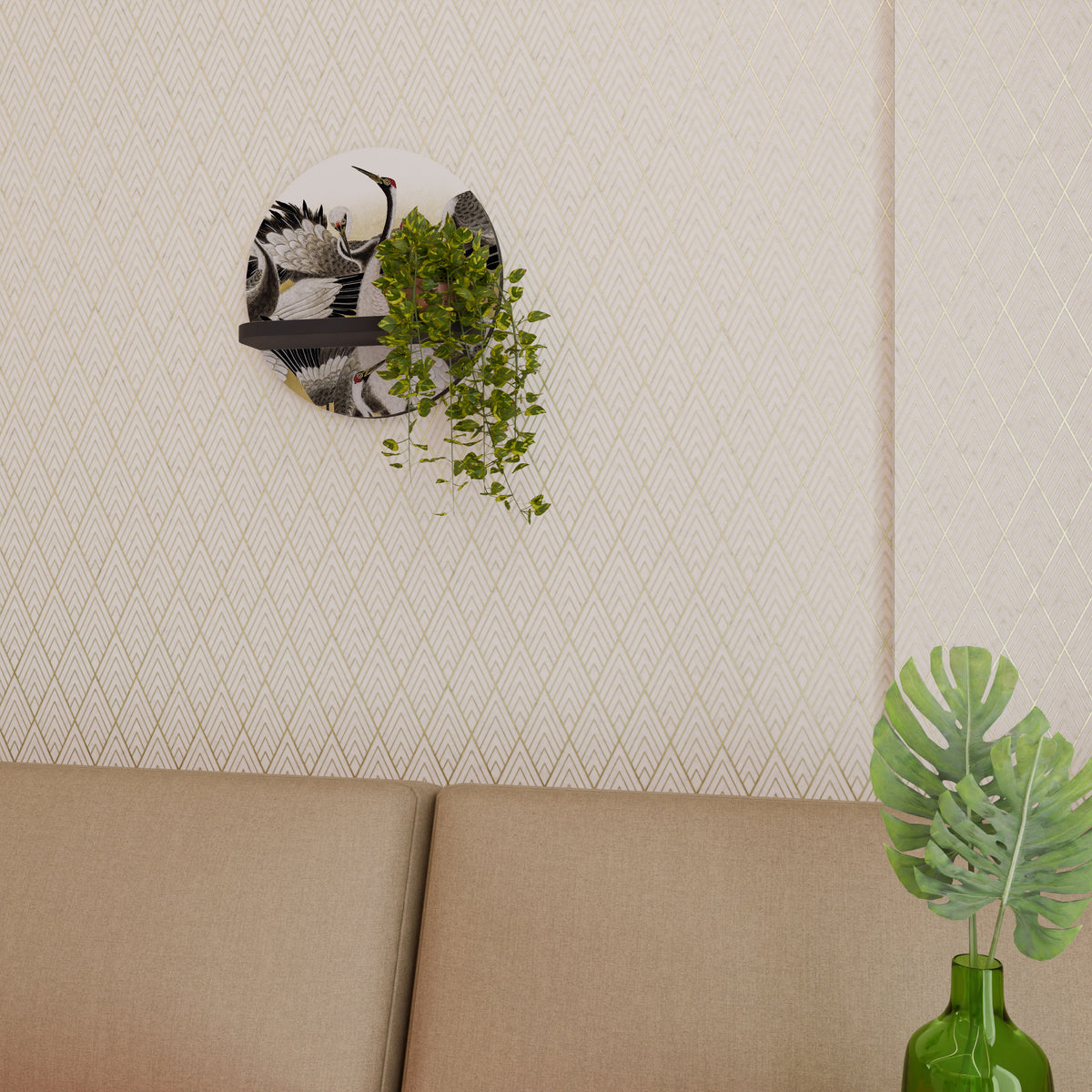 JAPANESE FLOCK OF CRANES Dekoratives Wandregal