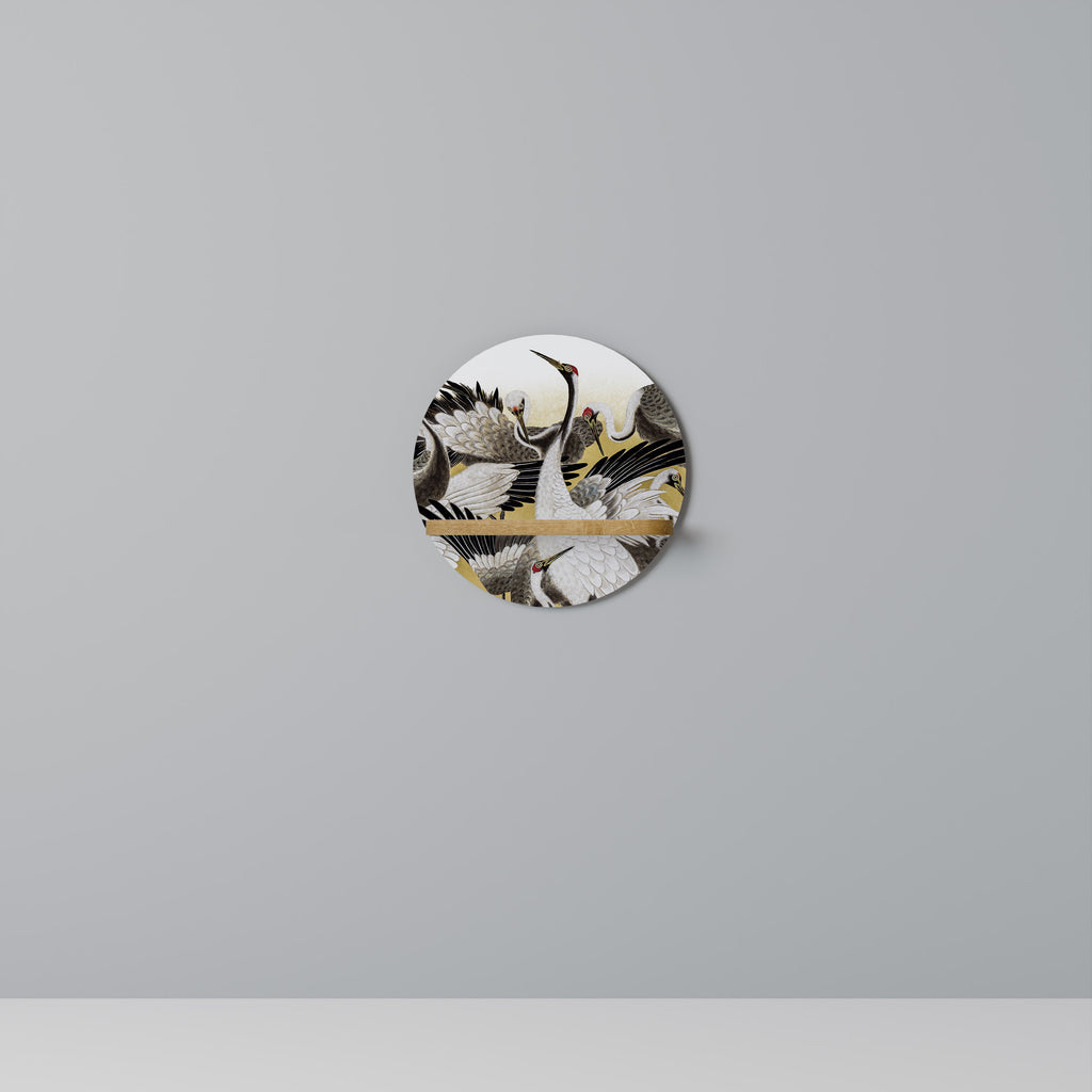 JAPANESE FLOCK OF CRANES Decorative Art Shelf