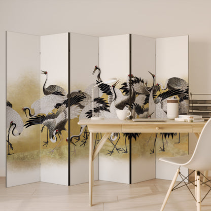 JAPANESE FLOCK OF CRANES 6-Panel Room Divider