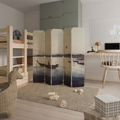 BOATS AND SETTING SUN 5-Panel Plywood Room Divider