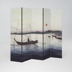 BOATS AND SETTING SUN Biombo de 5 Painéis
