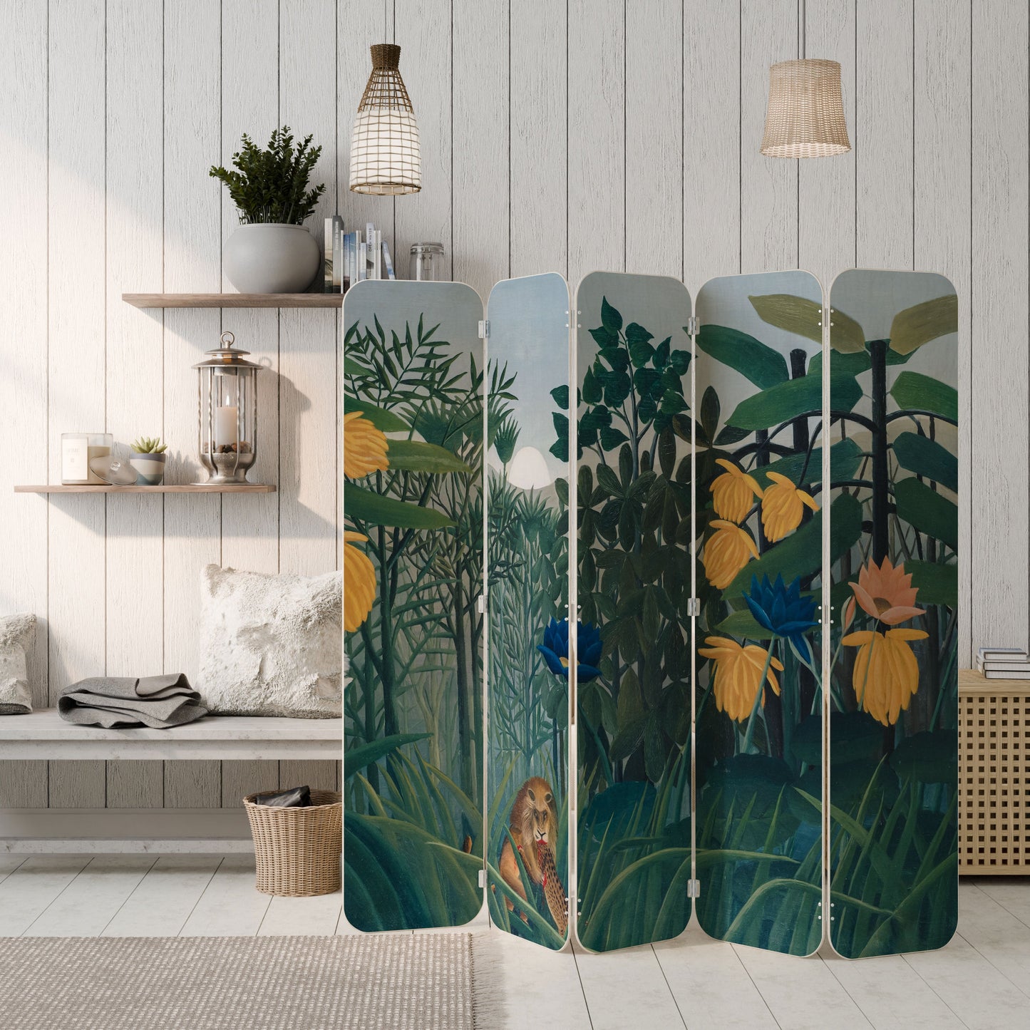 THE REPAST OF THE LION 5-Panel Plywood Room Divider