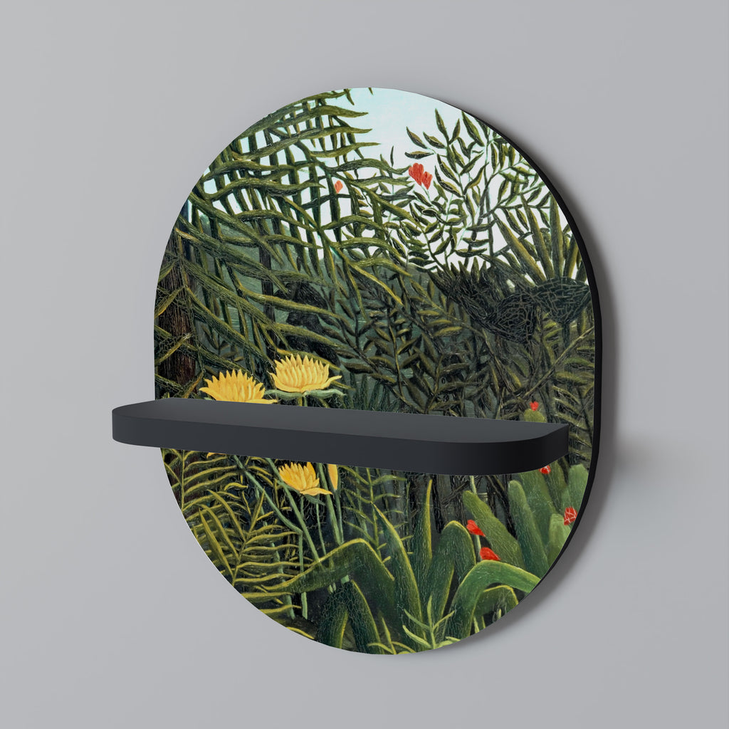 VIRGIN FOREST WITH SUNSET Decorative Art Shelf