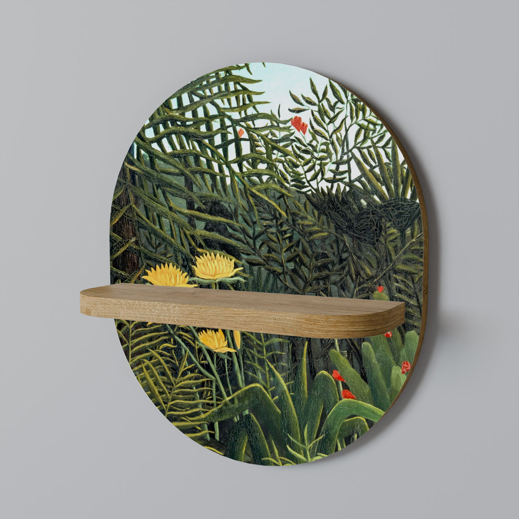 VIRGIN FOREST WITH SUNSET Decorative Art Shelf