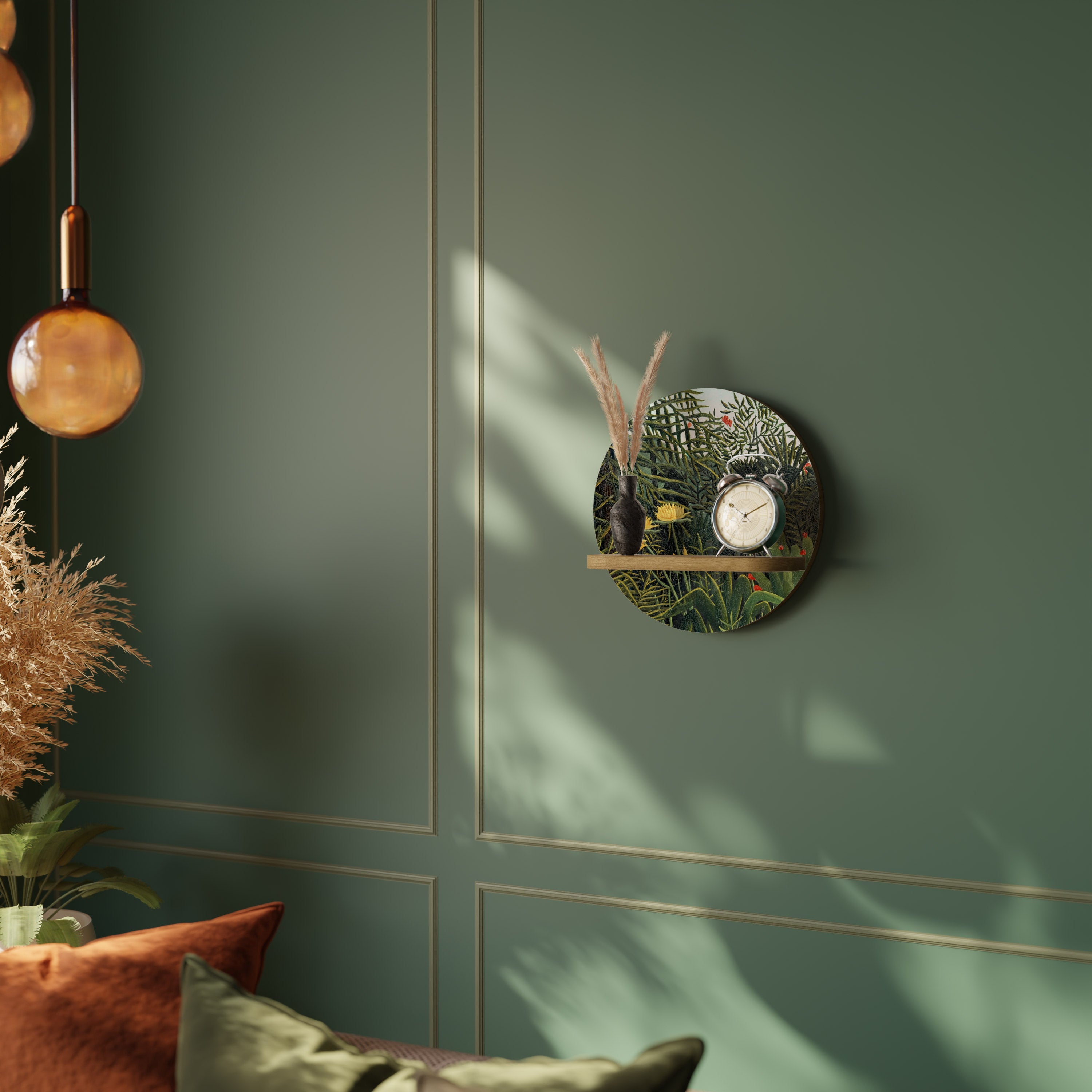 VIRGIN FOREST WITH SUNSET Decorative Art Shelf