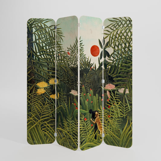 VIRGIN FOREST WITH SUNSET 4-Panel Plywood Room Divider