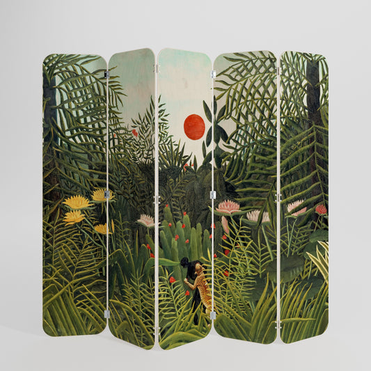 VIRGIN FOREST WITH SUNSET 5-Panel Plywood Room Divider