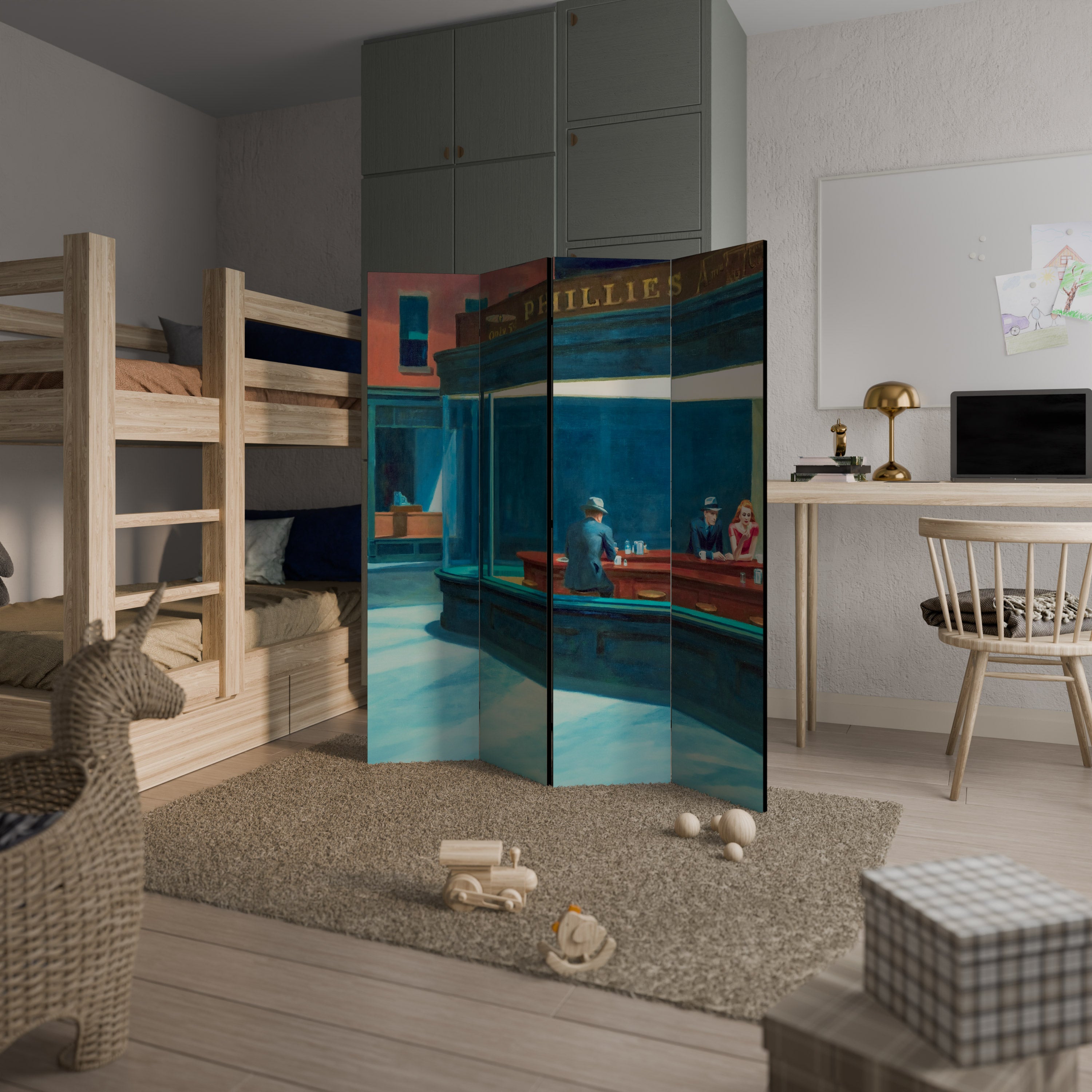 NIGHTHAWKS Biombo de 4 Painéis