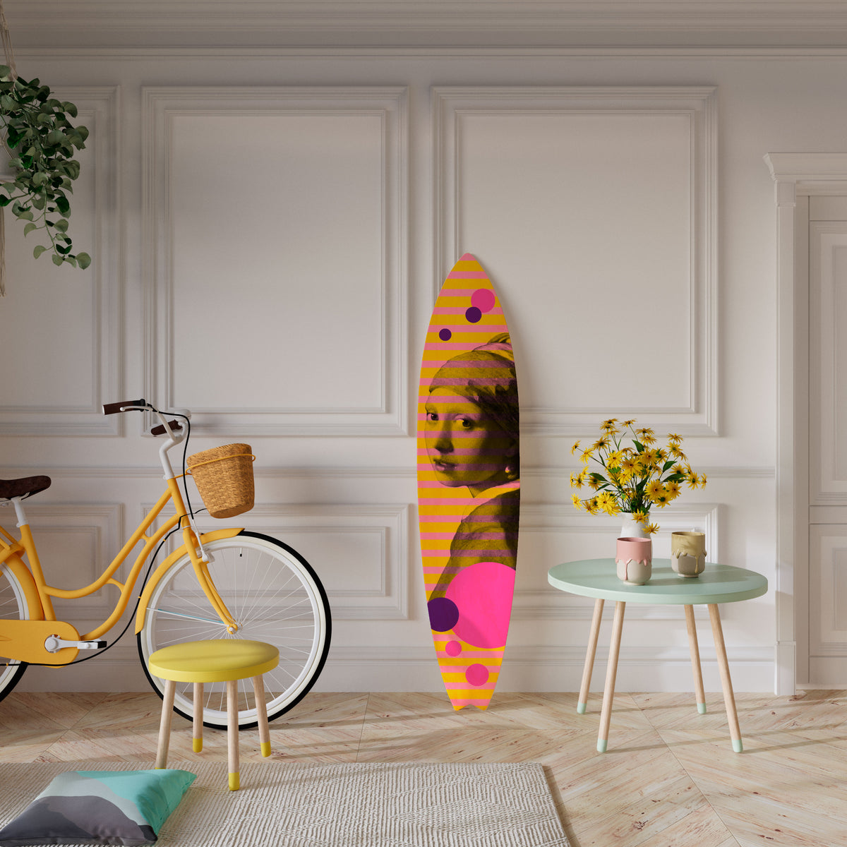 HER WITH A PEARL Surfboard Decorative Panel