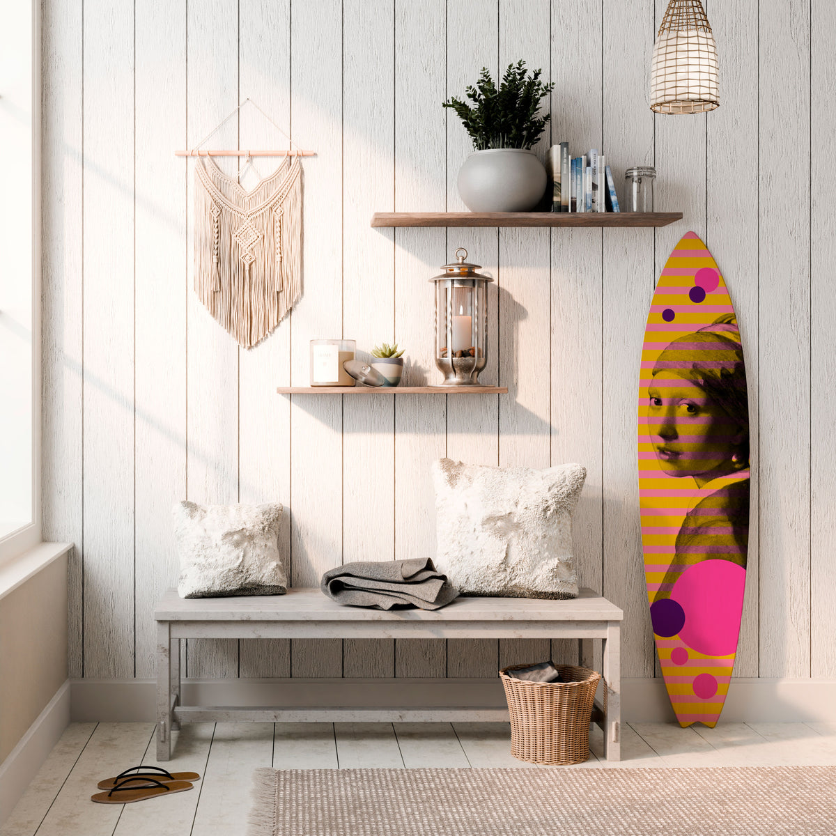 HER WITH A PEARL Surfboard Decorative Panel