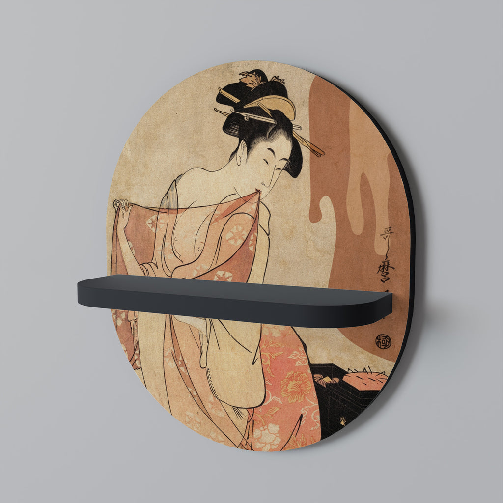 WOMAN, CAT AND EXTRA BROWN Decorative Art Shelf
