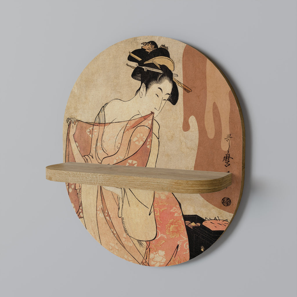 WOMAN, CAT AND EXTRA BROWN Decorative Art Shelf