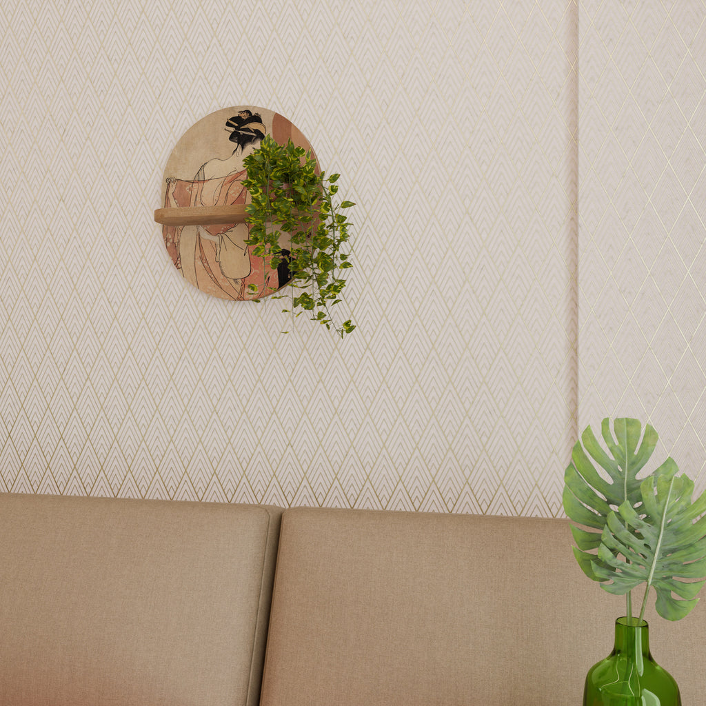 WOMAN, CAT AND EXTRA BROWN Decorative Art Shelf