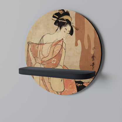 WOMAN, CAT AND EXTRA BROWN Decorative Art Shelf