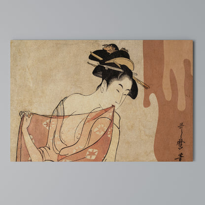 WOMAN, CAT AND EXTRA BROWN Horizontal Canvas Print