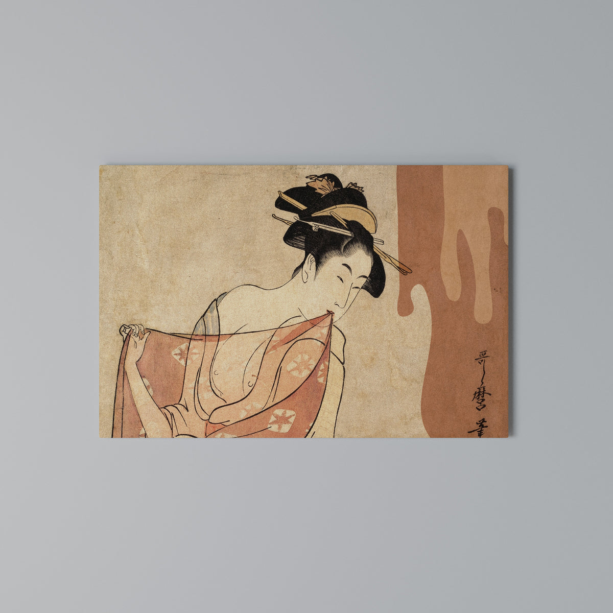 WOMAN, CAT AND EXTRA BROWN Horizontal Canvas Print