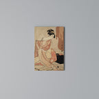 WOMAN, CAT AND EXTRA BROWN Cuadro en lienzo vertical