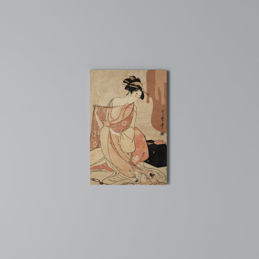 WOMAN, CAT AND EXTRA BROWN Vertical Canvas Print