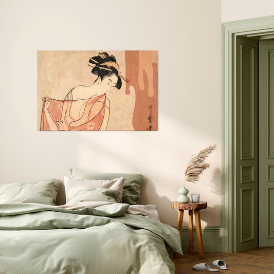 WOMAN, CAT AND EXTRA BROWN Horizontal Canvas Print