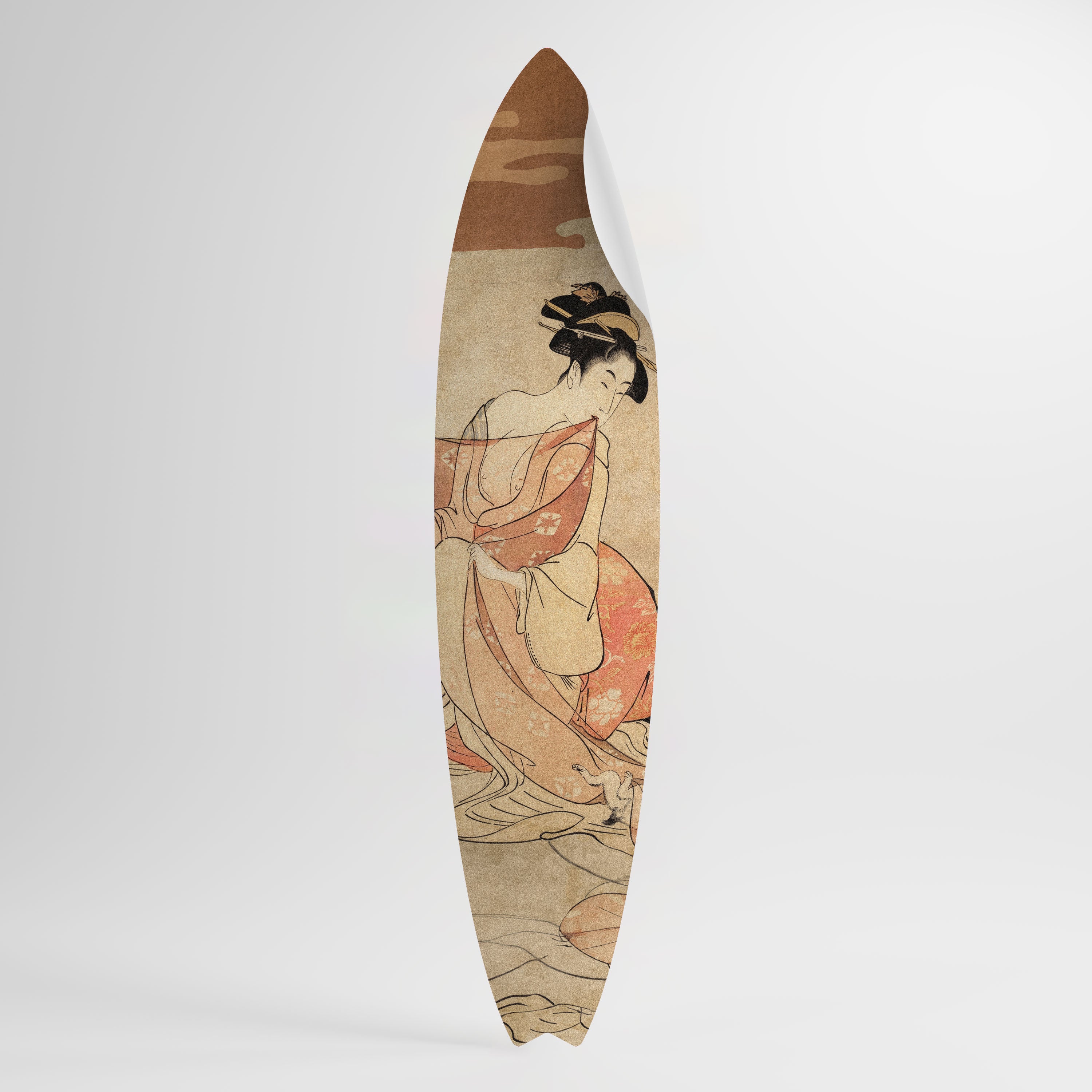 WOMAN, CAT AND EXTRA BROWN Surfboard-Wandsticker