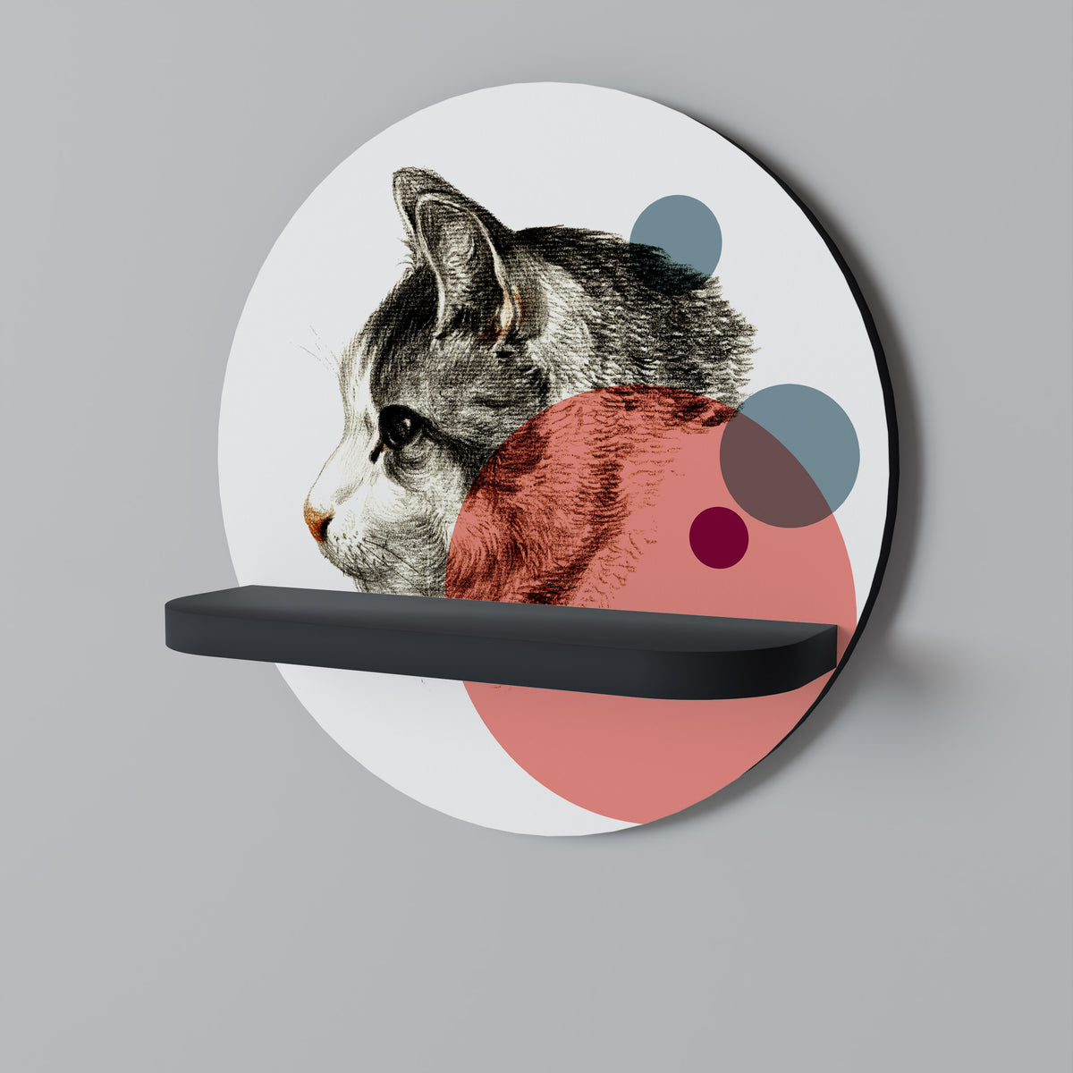 BUBBLE CAT SKETCH Dekoratives Wandregal